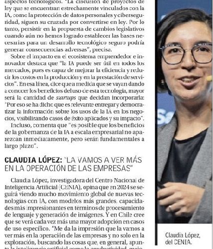 El Mercurio | «Regulación, transparencia, educación, mayor adopción corporativa y social: lo que viene en inteligencia artificial en 2024»